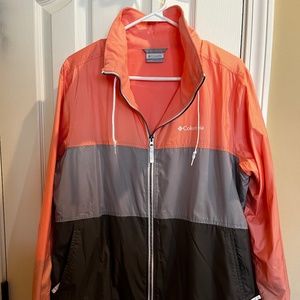Coral/Light Grey/Dark Grey Columbia Jacket - Large